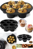 Siyah Silikon Airfry Kek Pişirme Kalıbı Tüm Airfryerlara Uyumlu Muffin Pişirme Kabı - 1