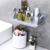 Kuğu Motifli Banyo Mutfak Ofis Baharat Rafı Kendinden Yapışkanlı Kuğu Rafı Beyaz - 3