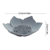 Lotus Desenli Sabun Ve Sünger Tutacağı Silikon (SİYAH) Su Giderli Lotus Şekilli Şık Katı Sabunluk - 8
