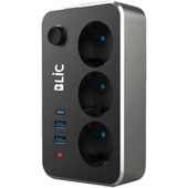2 Metre Siyah Uzatma Kablosu Akım ve Çocuk Korumalı 3 Priz 2 USB 1 Type-C Girişli Grup Priz - 2