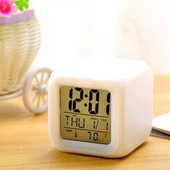 Led Dijital Renkli Masa Saati Alarm Termometre Tarih Masaüstü Saat - 1