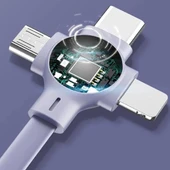 Çoklu 3'lü Telefon Şarj Kablosu Type-C Micro USB Lightning Uyumlu Hızlı Şarj Veri Aktarımı - 7