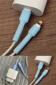 Mavi Kablo Ucu Koruyucu İPhone 11-12-13-14 Pro & Promax & Plus Modelleri İle Uyumlu Silikon Koruyucu - 1