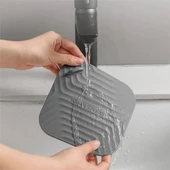 Gri Renk Kare Kötü Koku Önleyici Silikon Mat Banyo Mutfak Lavabo Balkon Gider Tıpası Kapağı - 4