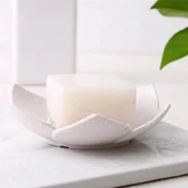 2 Adet Lotus Desenli Sabun Ve Sünger Tutacağı Silikon (BEYAZ) Su Giderli Lotus Şekilli Sabunluk - 4