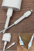 Beyaz Kablo Ucu Koruyucu İPhone 11-12-13-14 Pro & Promax & Plus Modelleri İle Uyumlu Silikon Koruyucu - 1