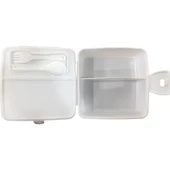 Taşınabilir Okul Piknik Yemek Kabı Beslenme Kutusu Çatal Kaşıklı Katlı Bölmeli Kilitli Saklama Kabı - 6