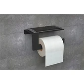 Mat Siyah Metal Telefon Raflı Tuvalet Kağıtlığı Vidalı Duvar Tipi Banyo Kağıt Tutucu Raf - 7