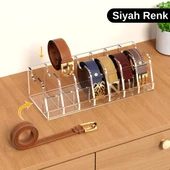 10 Bölmeli Siyah Kemer Çorap Takı Makyaj Organizeri Dolap İçi Kemer Düzenleyici Organizer - 8