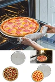 32 cm Pizza Ve Lahmacun Tepsisi Delikli Paslanmaz Çelik Tepsi Pizza Lahmacun Pide Tepsisi - 2