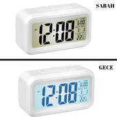 Dekoratif Renkli Masaüstü Alarm Sıcaklık Tarih Ölçer Led Işıklı Dijital Çalar Saat - 3