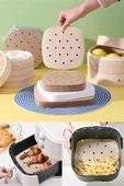 Airfryer Delikli Pişirme Kağıdı 100 Adet Hava Fritözü Kare Model Pişirme Kağıdı Airfryer Fritöz - 1