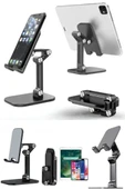 Kademeli Katlanabilir Masaüstü Telefon Tablet Standı Siyah - 1