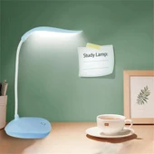 Şarjlı Dokunmatik Led Masa Lambası 3 Kademeli Okuma Işığı 360 Derece Oynar Başlıklı Beyaz Led Lamba - 3