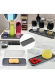 Gri Silikon Yağdanlık Yağlık Standı Altlık Çok Amaçlı Organizer Sunumluk Sabunluk Altlığı 23x10 Cm - 5