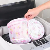 Sütyen Yıkama Torbası Fileli Çamaşır Fermuarlı Pembe Çantası Çamaşır Makinesi Darbe Hasar Almaz File - 2