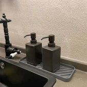 3 Adet Gri Silikon Yağdanlık Standı 23x10 cm Çok Amaçlı Organizer Sunumluk Sabunluk Altlığı Seti thumbnail 4