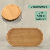 1 Adet Bambu Oval Sunum ve Servis Tepsisi Ahşap Tepsi Yağdanlık Altlığı - 4