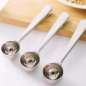 Paslanmaz Çelik Çay Kahve Bitki Çayı Mutfak Ölçü Kaşığı ve Paket Klipsi Silver - 4