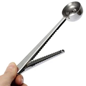 Paslanmaz Çelik Çay Kahve Bitki Çayı Mutfak Ölçü Kaşığı ve Paket Klipsi Silver - 5