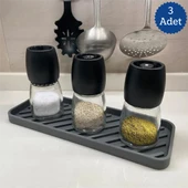 3 Adet Gri Silikon Yağdanlık Standı 23x10 cm Çok Amaçlı Organizer Sunumluk Sabunluk Altlığı Seti thumbnail 2