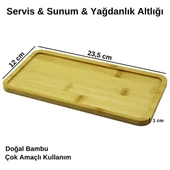 Bambu Dikdörtgen Sunum Tabağı Yağdanlık Altlığı Servis Tabağı 23 cm x 12 cm - 4