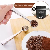 Paslanmaz Çelik Çay Kahve Bitki Çayı Mutfak Ölçü Kaşığı ve Paket Klipsi Silver - 3