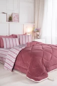 Upstyle Uyku Seti Wellsoft Yorganlı Pofuduk 3 Parça Tek Kişilik Soft Line Bordo - 1