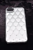 iPhone 7 Plus / 8 Plus Uyumlu Baklava Desenli Pırlanta Taşlı Sert Kapak Kılıf Beyaz thumbnail 2