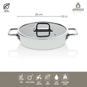 Sera Nova 7 Parça Seramik Tencere Tava Seti Beyaz - 5