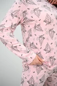 Kadın Büyük Beden Çiçek Desenli Uzun Kollu Pijama Takımı 4235-25 - 7