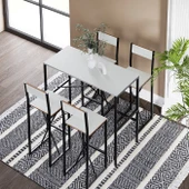 4 Kişilik Gzl Bar Masa Bar Sandalye Yemek Masa Sandalye Takımı Beyaz 1584 thumbnail 2