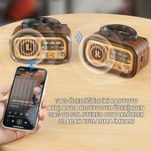 UpWay Güneş Enerjili Şarjlı Bluetooth USB SD Stereo Hoparlör FM AM SW Retro Nostaljik Radyo - 8