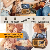 UpWay Güneş Enerjili Şarjlı Bluetooth USB SD Stereo Hoparlör FM AM SW Retro Nostaljik Radyo - 6