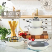 Sera Nova 7 Parça Seramik Tencere Tava Seti Beyaz - 1