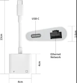 2 İn 1 Type C to Rj45 Gigabit Ethernet Çoklayıcı+ Type C şarj Zr669 - 2