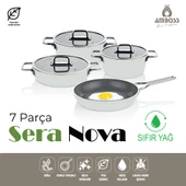 Sera Nova 7 Parça Seramik Tencere Tava Seti Beyaz - 2