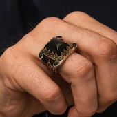 Gümüş Siyah Oniks Taşlı Erkek Yüzük SL10586 thumbnail 4