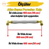 Domaniç Porselen Altın Beyaz Kulp 160 mm Mobilya Çekmece Mutfak Dolabı Dolap Kapak Kulplar Kulb Kulp thumbnail 2