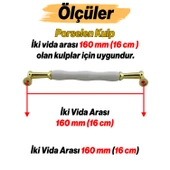 Anav Porselen Gold Altın Kulp 160 mm Mobilya Çekmece Mutfak Dolabı Dolap Kapak Kulplar Kulb Kulpu - 3
