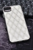 iPhone 7 Plus / 8 Plus Uyumlu Baklava Desenli Pırlanta Taşlı Sert Kapak Kılıf Gri - 1