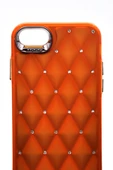 iPhone 7 Plus / 8 Plus Uyumlu Baklava Desenli Pırlanta Taşlı Sert Kapak Kılıf Turuncu thumbnail 6
