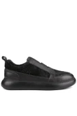 Shoetyle - Siyah Deri Bağcıksız Erkek Ayakkabı 610-190-17 - 2
