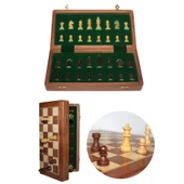 Mıknatıs Taşlı Ahşap Katlanabilir Kutulu Satranç Oyunu 30 Cm - 1