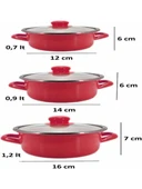 Alev Emaye Mini Emaye Tencere Seti 3'lü Kırmızı - 2