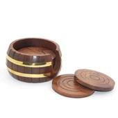 Pirinç Yuvarlak Ahşap Bardak Altı - 1