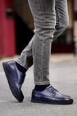 Shoetyle - Lacivert Deri Bağcıklı Erkek Günlük Ayakkabı 610-190-21 - 1