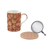 Easy Life Fine China Porselen Kulplu Bardak 350 ml Kapaklı ve Metal Demlikli - 1