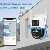 Icsee 8MP Çift Lens Kamera  Su Geçirmez Güvenlik Kamera Gece Görüş İnsan İzleme Güvenlik Kamerası - 3