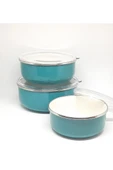Alev Emaye 3'lü Saklama Kabı Turkuaz 1416-18cm - 2